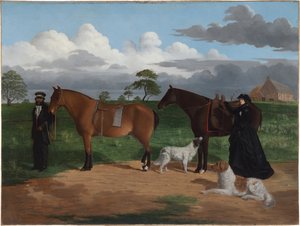 Mevrouw Adolphus Sceales met Zwarte Jimmie op Merrang Station, 1856