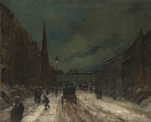 Straatscène met sneeuw (57th Street, NYC) door Robert Henri