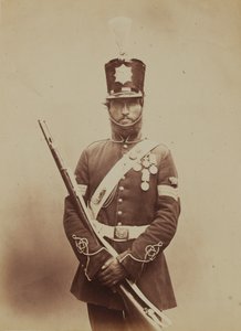 Kleur-Sergeant John Paul, Royal Sappers and Miners, 1856 door Robert Howlett