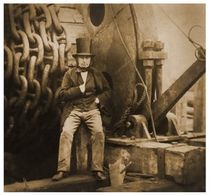 Isambard Kingdom Brunel bij de lanceerkettingen van de SS Great Eastern, 1857 door Robert Howlett