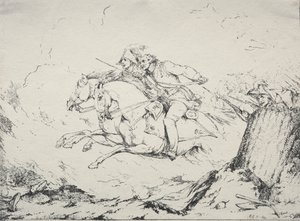 Specimens of Polyautography: Cavaleriecharge, 1803 door Robert Kerr Porter