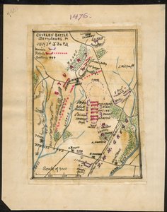 Cavaleriegevecht, Gettysburg, Pa. 3 juli 3-30 p.m. LOC gvhs01.vhs00150 door Robert Knox Sneden