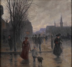 Regenachtige avond op Hennepin Avenue, c.1902 door Robert Koehler