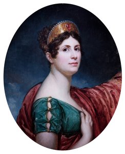 Een dame in hofkostuum, vermoedelijk de keizerin Josephine, begin 19e eeuw