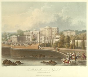 De Britse Residency in Hyderabad, getekend in 1813 door Robert Melville Grindlay