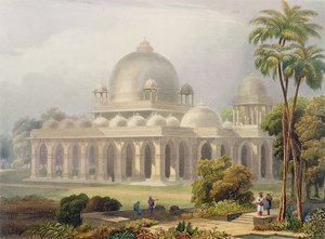 De Roza in Mehmoodabad in Guzerat, of het Graf van de Vizier van Sultan Mehmood, uit Volume II van Scenery, Costumes and Architecture of India door Robert Melville Grindlay