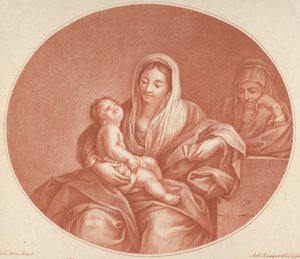 De Maagd zittend met het slapende Christuskind op haar schoot, Sint-Elizabeth rechts