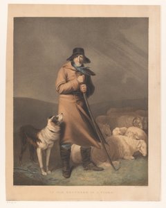 Herder met zijn hond en schapen