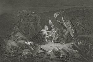 Het slagveld van de Alma, de nacht na de slag, gegraveerd door D.J. Pound door Robert Neal Hind
