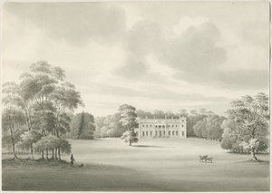 Chillington Hall: sepia tekening door Robert Noyes