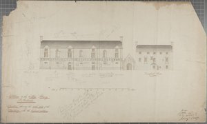 Architectonische tekening van de Universiteitsbibliotheek, 1827 door Robert Payton Reid