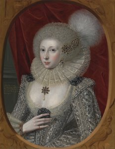Portret van een vrouw, mogelijk Elizabeth Pope (ca. 1585; leefde 1624) door Robert Peake the elder