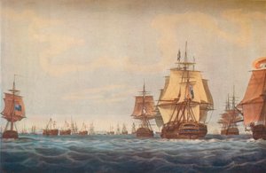Slag om Kopenhagen 1801. Britse vloot nadert, 180 door Robert Pollard