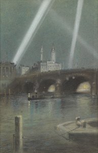 Oorlogszoeklichten boven London Bridge door Robert Randoll