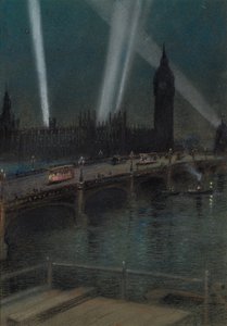 Oorlogszoeklichten over Westminster Bridge door Robert Randoll