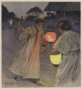 Nachtelijke wandeling van de Koreanen