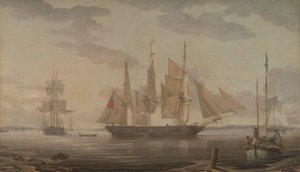 Schepen in de haven door Robert Salmon