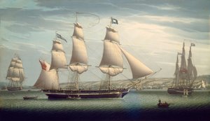 Het Schip "Favorite" Manouvreert bij Greenock door Robert Salmon