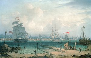 Uitzicht op Liverpool, vanuit Cheshire door Robert Salmon