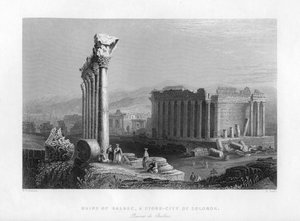 De Grote Tempel in Baalbek Heliopolis, Egypte door Robert Sands