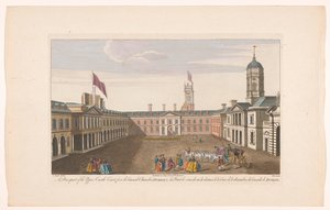 Gezicht op de Upper Castle Yard van Dublin Castle door Robert Sayer (possibly)