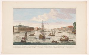 Gezicht op de rivier de Neva te Sint-Petersburg gezien vanaf de westzijde door Robert Sayer (possibly)