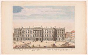 Gezicht op de voorzijde van het Berliner Stadtschloss te Berlijn door Robert Sayer (possibly)