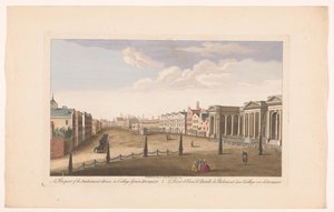 Gezicht op het House of Parliament aan het plein College Green te Dublin door Robert Sayer (possibly)