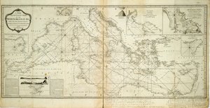 Een nieuwe en nauwkeurige kaart van de Middellandse Zee van de meest recente onderzoeken, vastgesteld en gereguleerd door astronomische waarnemingen