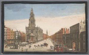 Gezicht op Somerset House en de kerk Saint Mary-le-Strand te Londen