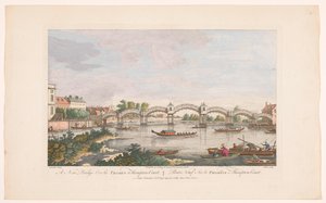 Gezicht op de Hampton Court Bridge over de rivier de Theems tussen Hampton en East Molesey