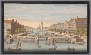 Gezicht op de Oudeschans te Amsterdam gezien vanaf het IJ door Robert Sayer