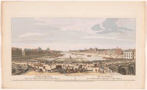 Gezicht op de Pont Neuf over de rivier de Seine te Parijs, gezien richting de Pont Royal door Robert Sayer