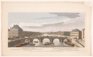 Gezicht op de Pont Royal over de rivier de Seine te Parijs, gezien richting de Pont Neuf