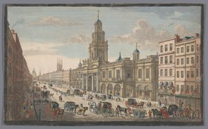 Gezicht op de Royal Exchange te Londen door Robert Sayer