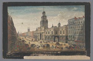 Gezicht op de Royal Exchange te Londen door Robert Sayer