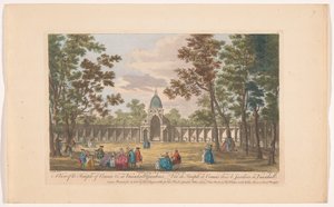 Gezicht op de Temple of Comus in Vauxhall Gardens te Londen (Ranelagh Gardens en Vauxhall Gardens) door Robert Sayer
