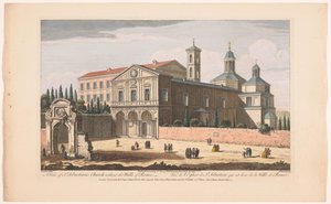 Gezicht op de kerk Sint-Sebastiaan buiten de Muren te Rome
