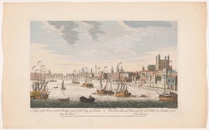 Gezicht op de stad Londen gezien vanaf de rivier de Theems