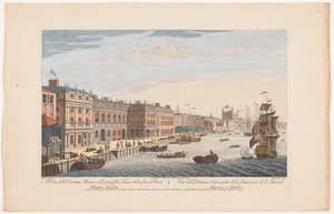 Gezicht op het Custom House aan de rivier de Theems te Londen door Robert Sayer