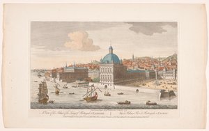 Gezicht op het Koninklijk Paleis te Lissabon (Madrid en Lissabon) door Robert Sayer