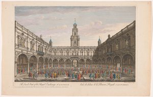 Gezicht op het interieur van de Royal Exchange te Londen