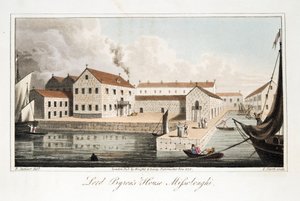 Huis van Lord Byron in Missolonghi, uit The Last Days of Lord Byron door William Parry, gepubliceerd 1825 door Robert Seymour