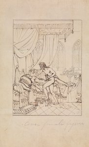 Studie van een Vrouw die Slaapt in Haar Kamer en een Man die Over Haar Bed Staat door Robert Smirke