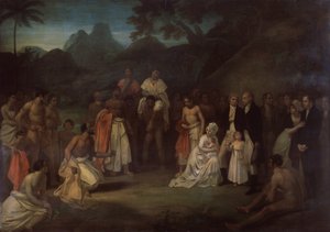 De overdracht van Matavi door de hogepriester van Tahiti door Robert Smirke