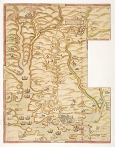 Een gekleurde kaart van Plymouth Harbour en van het land tot Tavistock, mogelijk getekend door Robert Spry door Robert Spry