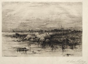 Monding van de rivier de Apponaganasett door Robert Swain Gifford