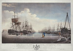 Een westelijk uitzicht op het nieuwe dok in Kingston upon Hull door Robert Thew