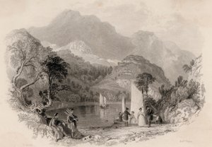 Pass van de Trossachs, Loch Katrine, Schotland (gravure)
