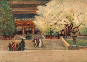 Tempel in Nikko, Japan, ca. 1908 door Robert Weir Allan